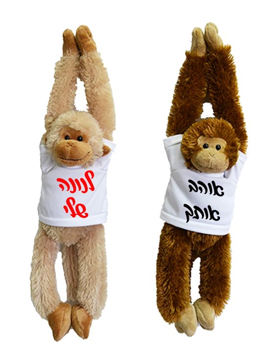 הדפסה על קוף עם ידיים ארוכות צבע חום