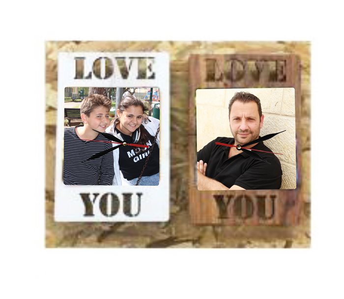 הדפסה על שעון עץ לאב יו LOVE YOU