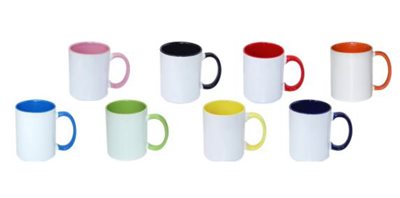 ספלים צבעונים עם ידית בצבע