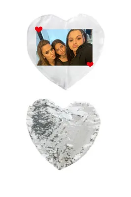 הדפסה על כרית לב פייטים כסף
