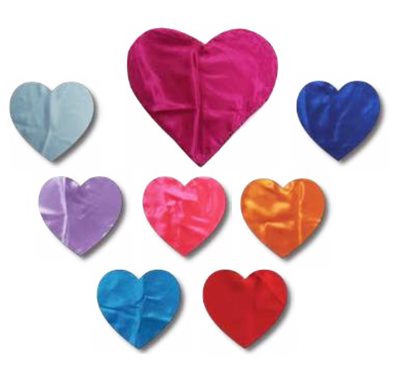 הדפסה על כרית סאטן לב במגוון צבעים